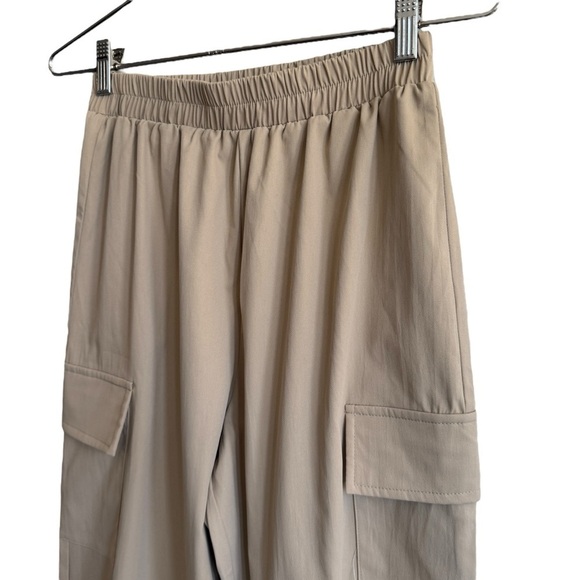 PrettyLittleThing Stone Elasticated Waist Straight Leg Cargo Pants, Size 4 - Picture 7 of 11
